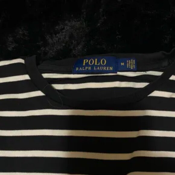 Black And White Striped Ralph Lauren Polo Long-Sleeve - Picture 2 of 3